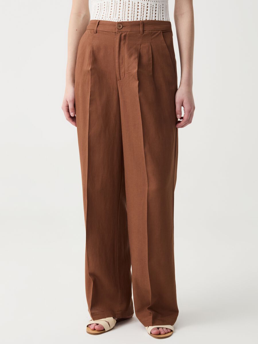 Pantalone wide leg con pinces_1