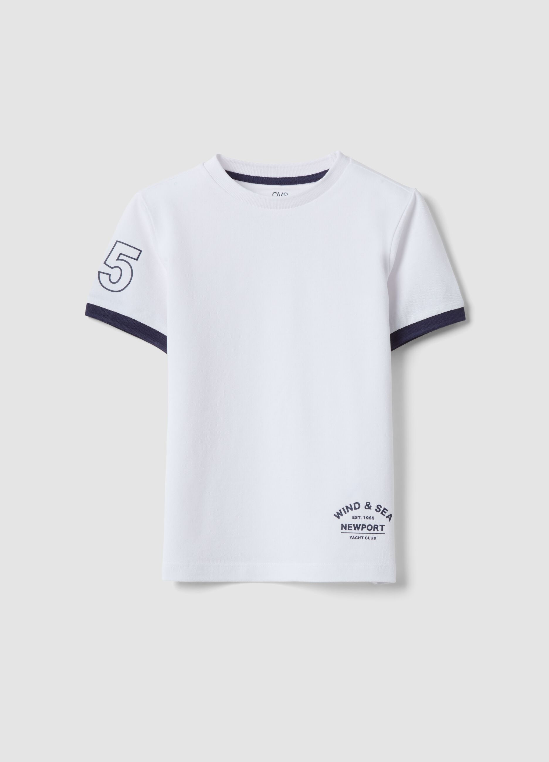 T-shirt bianca in puro cotone organico da bambino con stampa