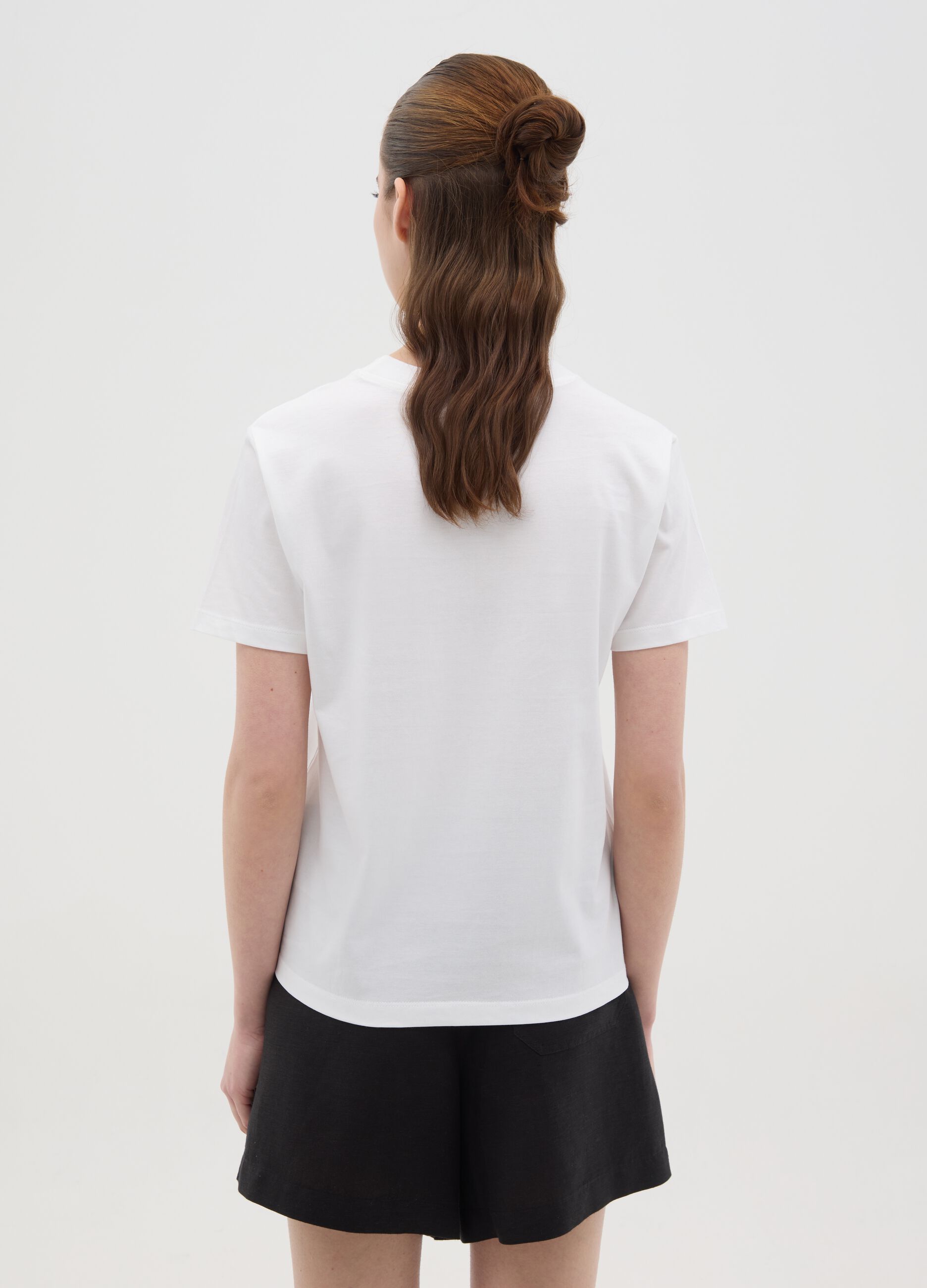 White T-shirt with Stitch print in foil