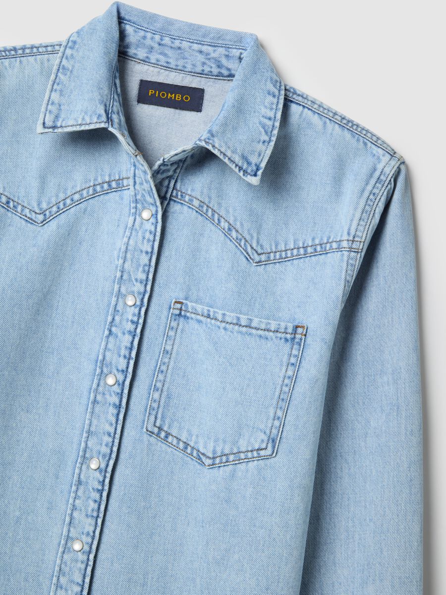 Blue denim pure cotton shirt regular fit_5