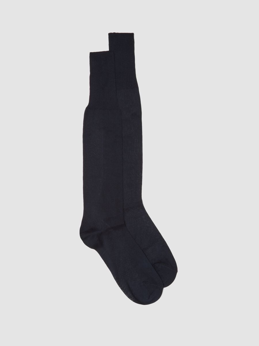 Calze lunghe blu in puro cotone_0
