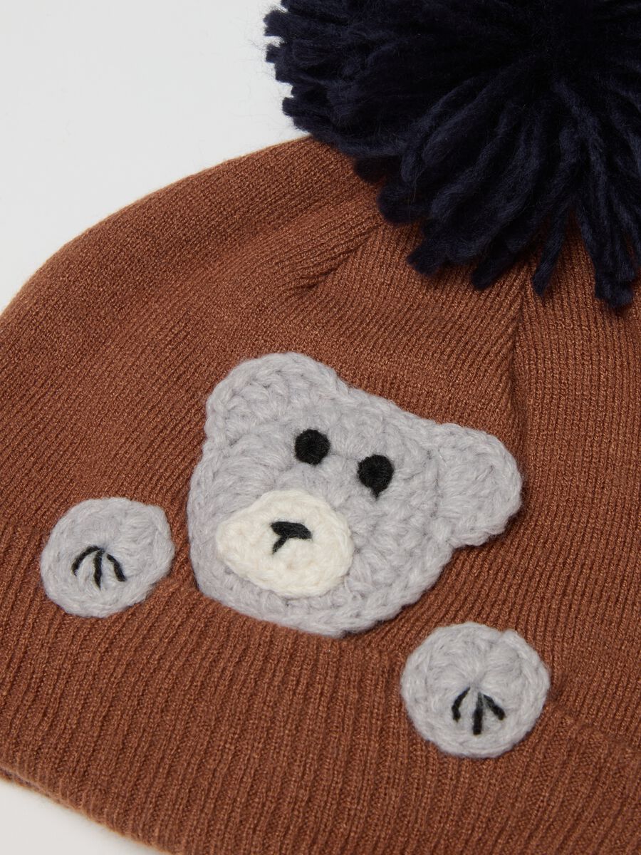 Multicoloured children's hat with pom pom_2