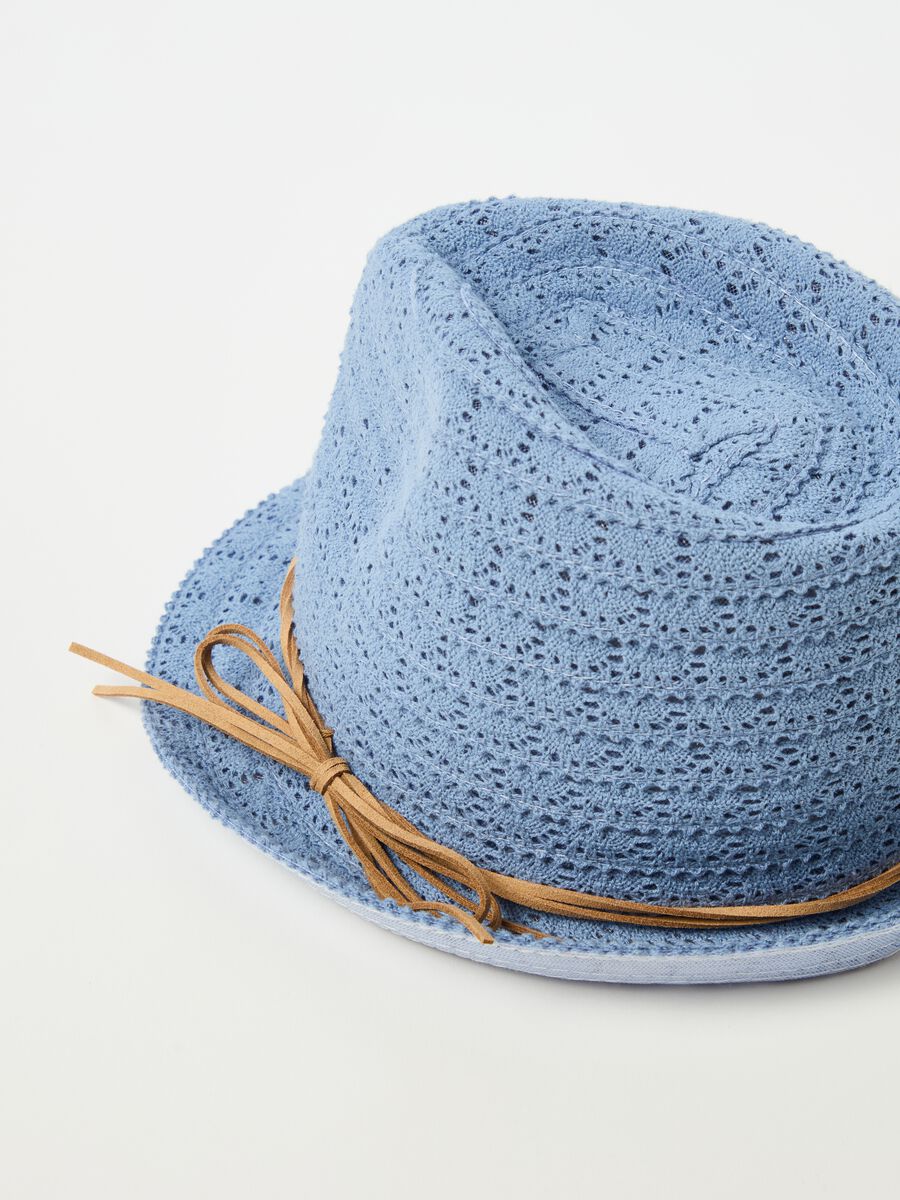 Trilby hat with openwork design_1