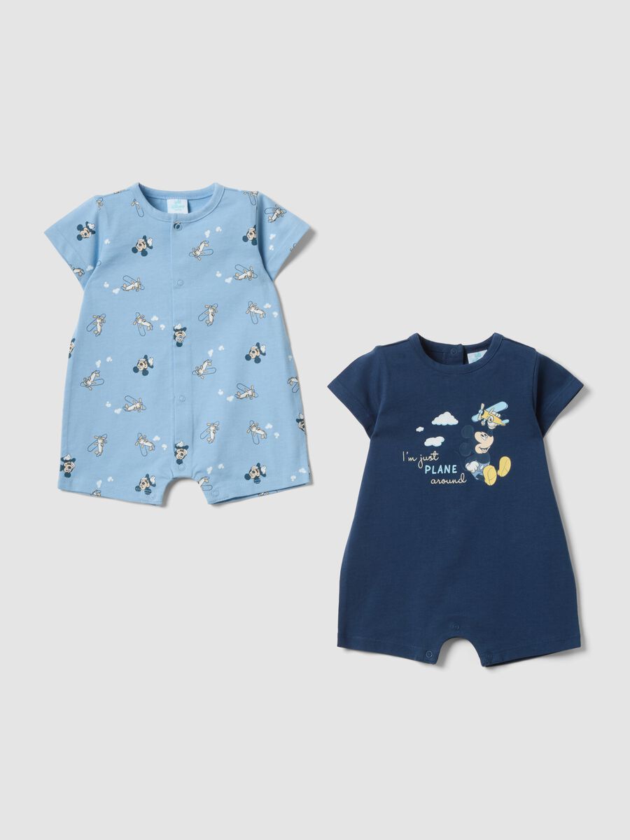 2-pack multicolour pure cotton baby rompers with Mickey Mouse_0