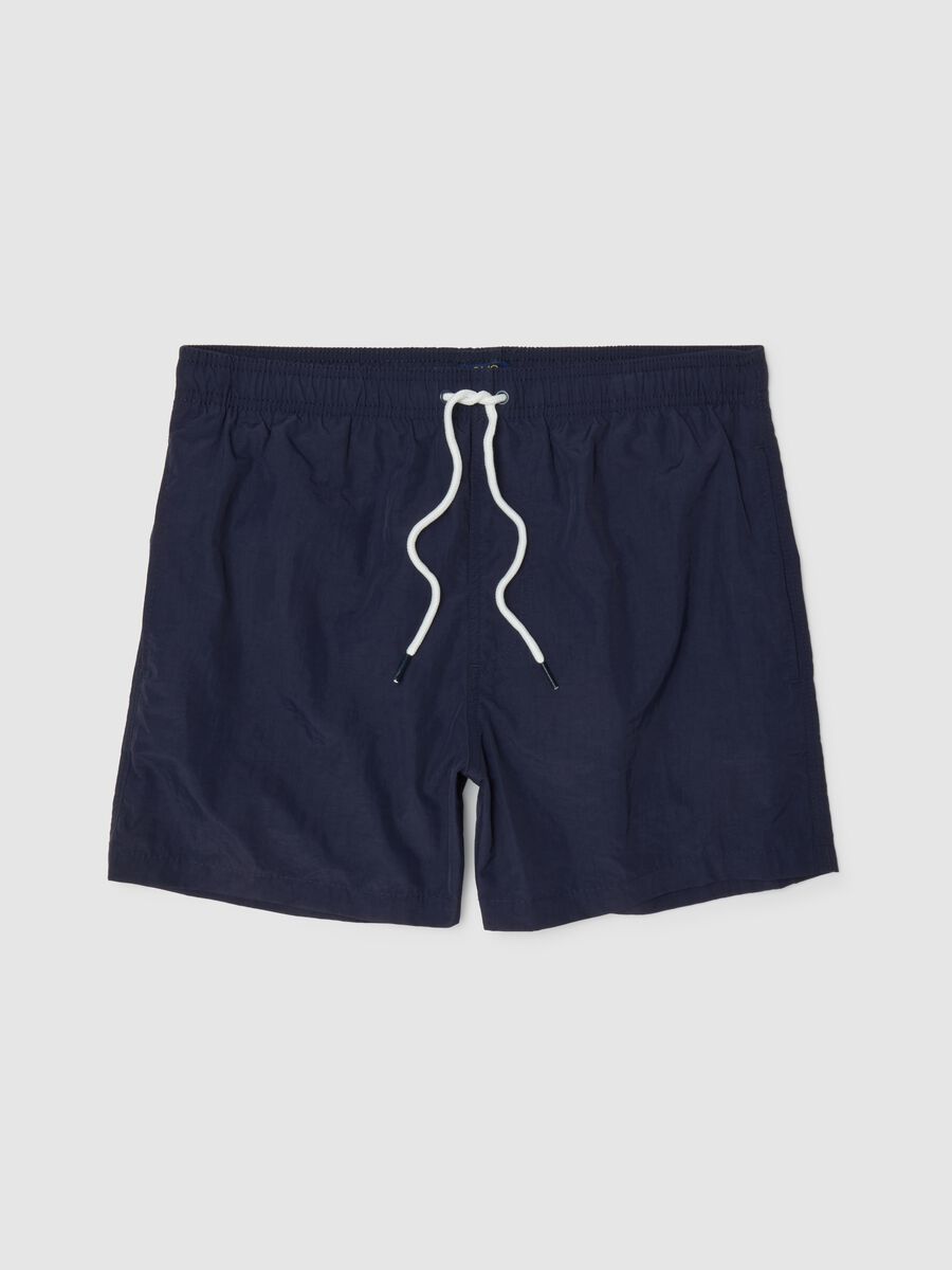 Men's Blue Regular Fit Swim Shorts with Pocket_0