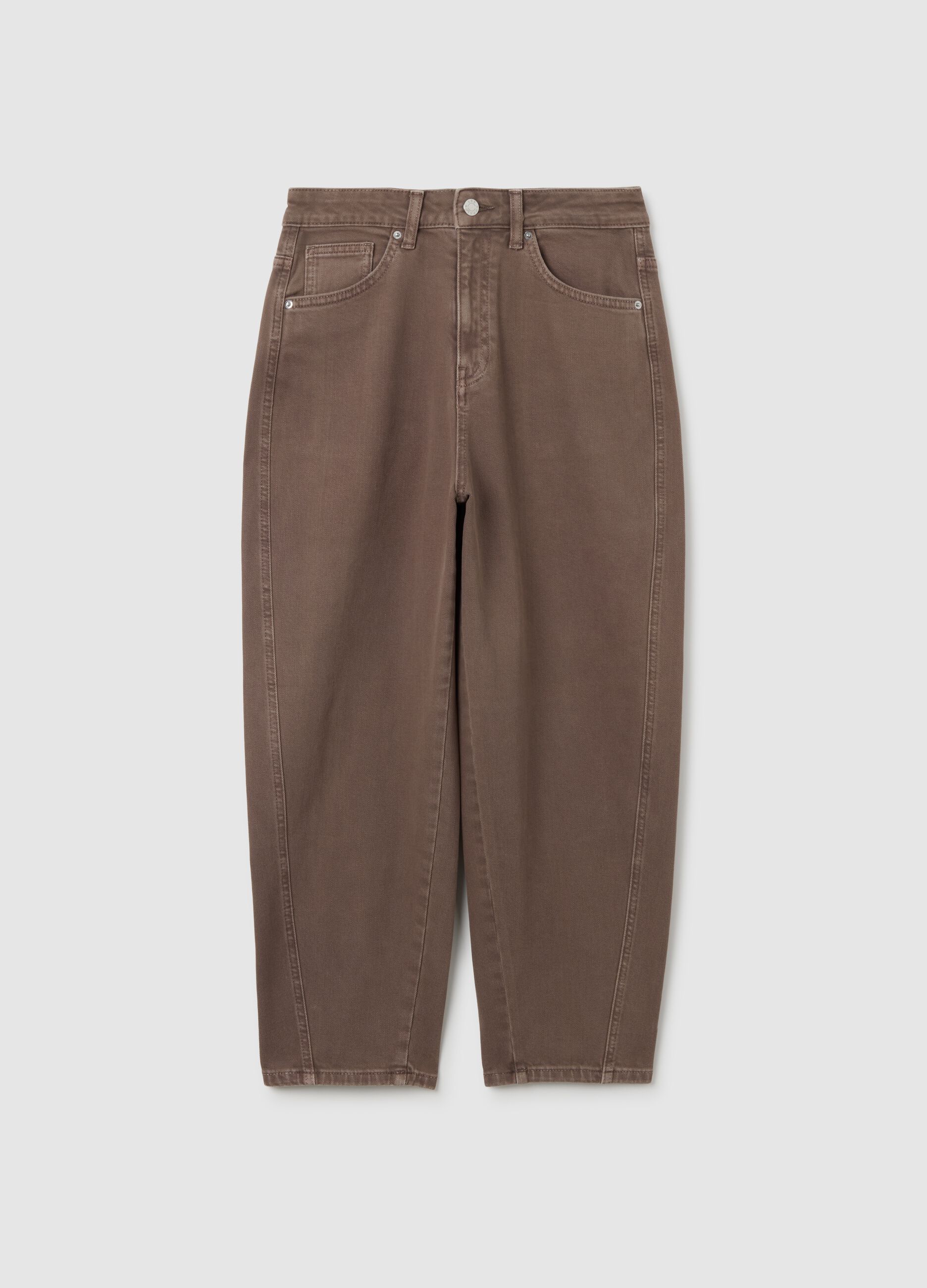 Brown balloon trousers in stretch cotton