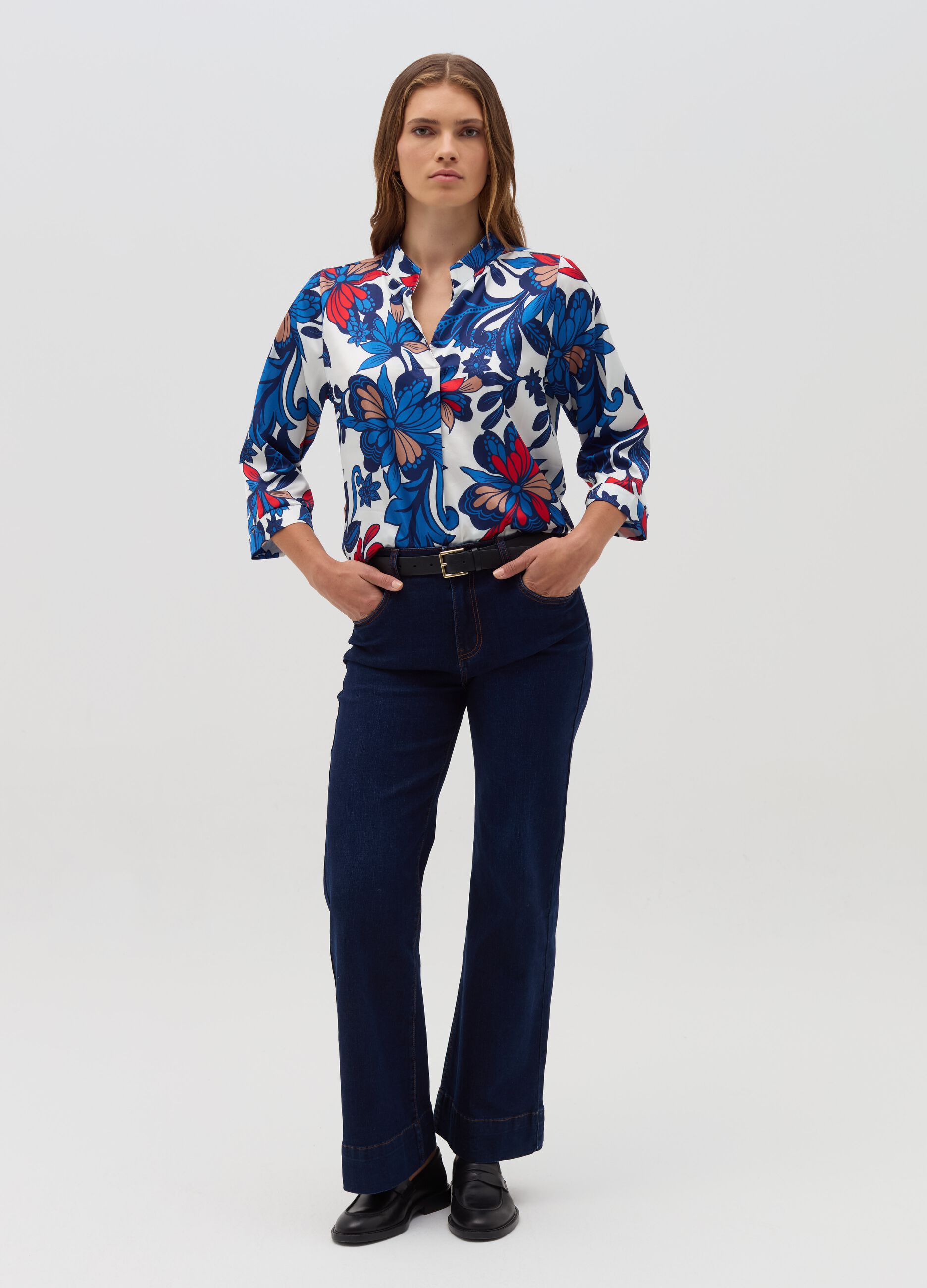 HYBRID Blusa floreale con maniche a tre quarti
