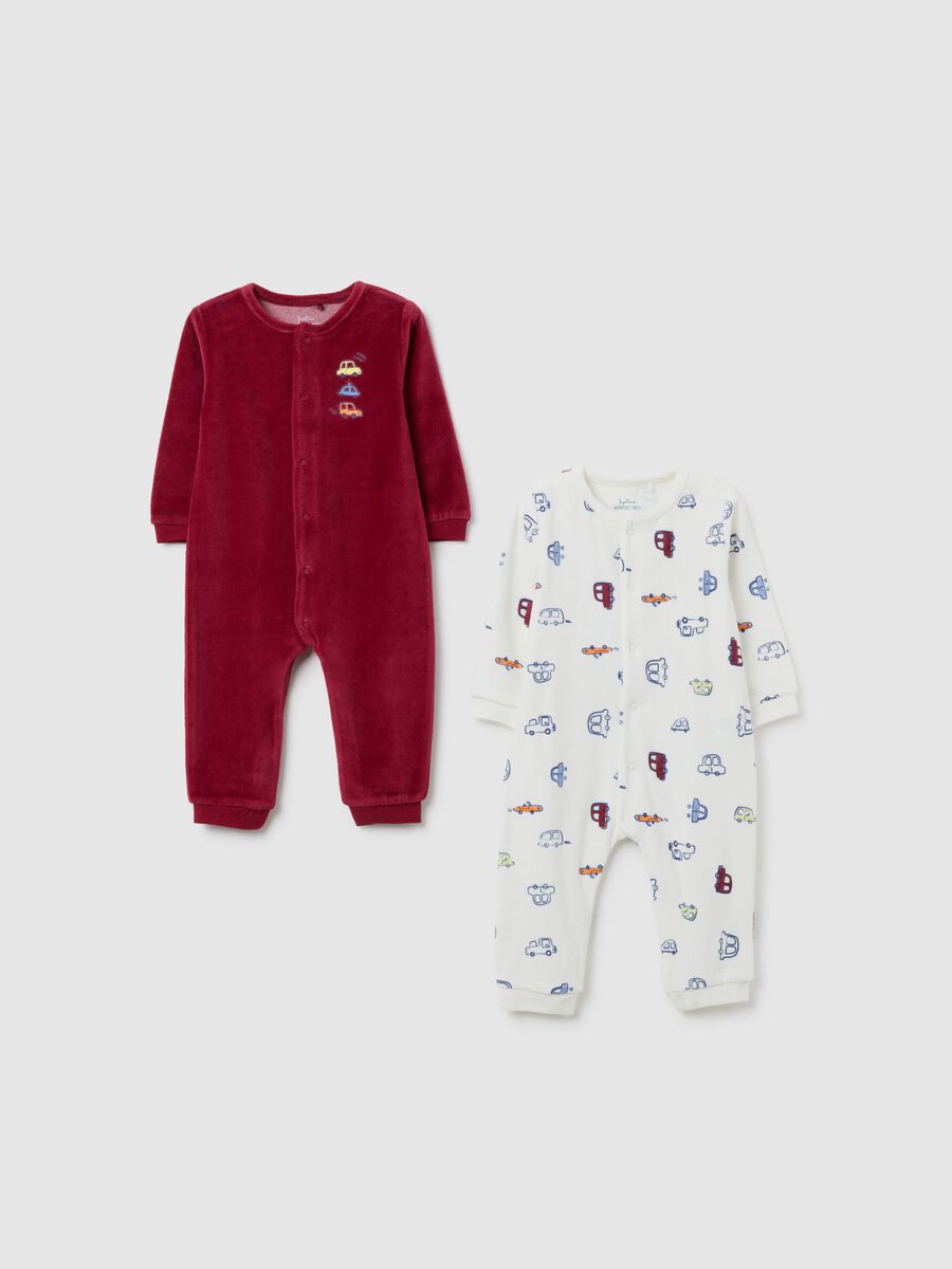Kid's multicolour cotton blend romper set with prints_0