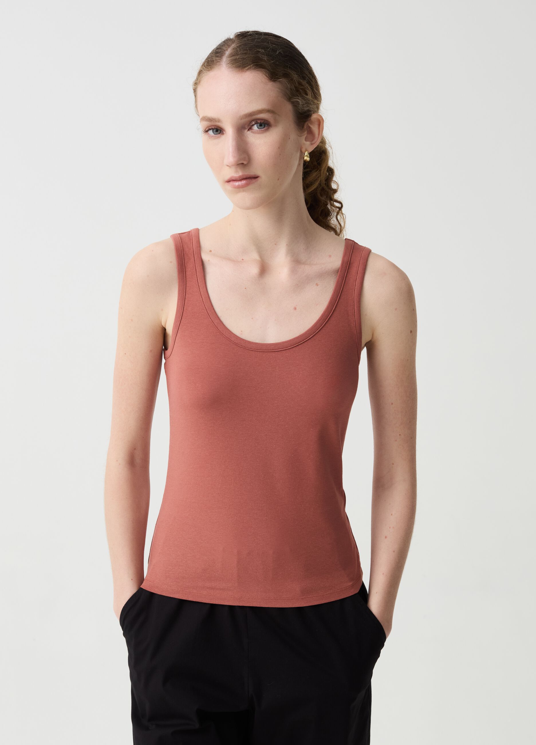 Tank top in stretch cotton