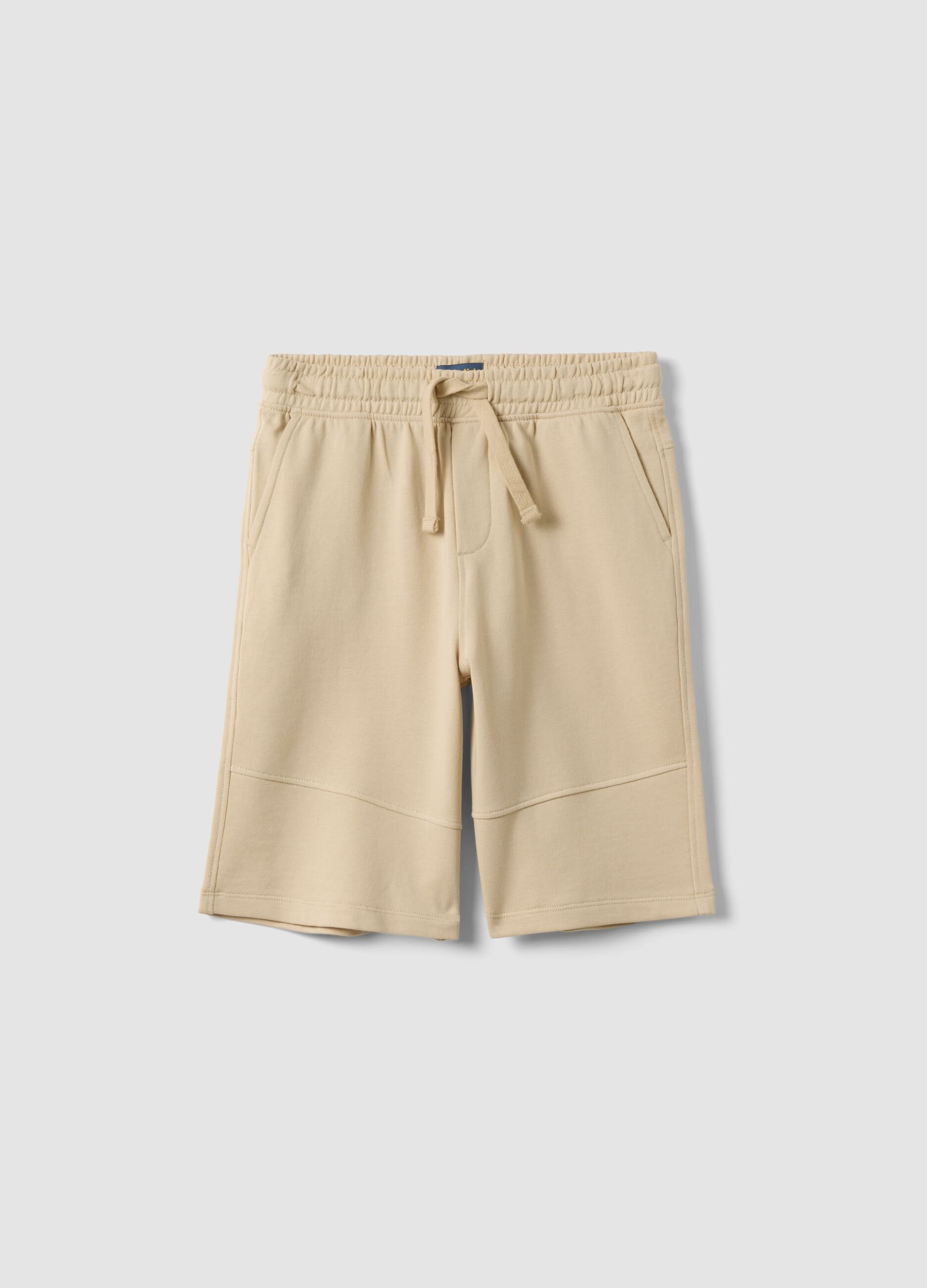 Boys&rsquo; beige pure cotton comfort-fit shorts
