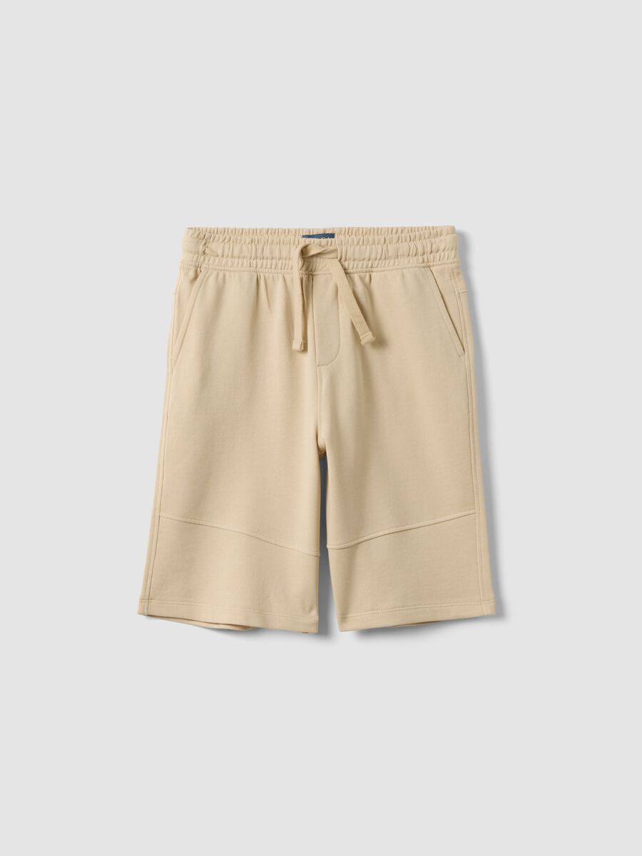 Pantaloni corti in puro cotone beige da ragazzo comfort fit_0