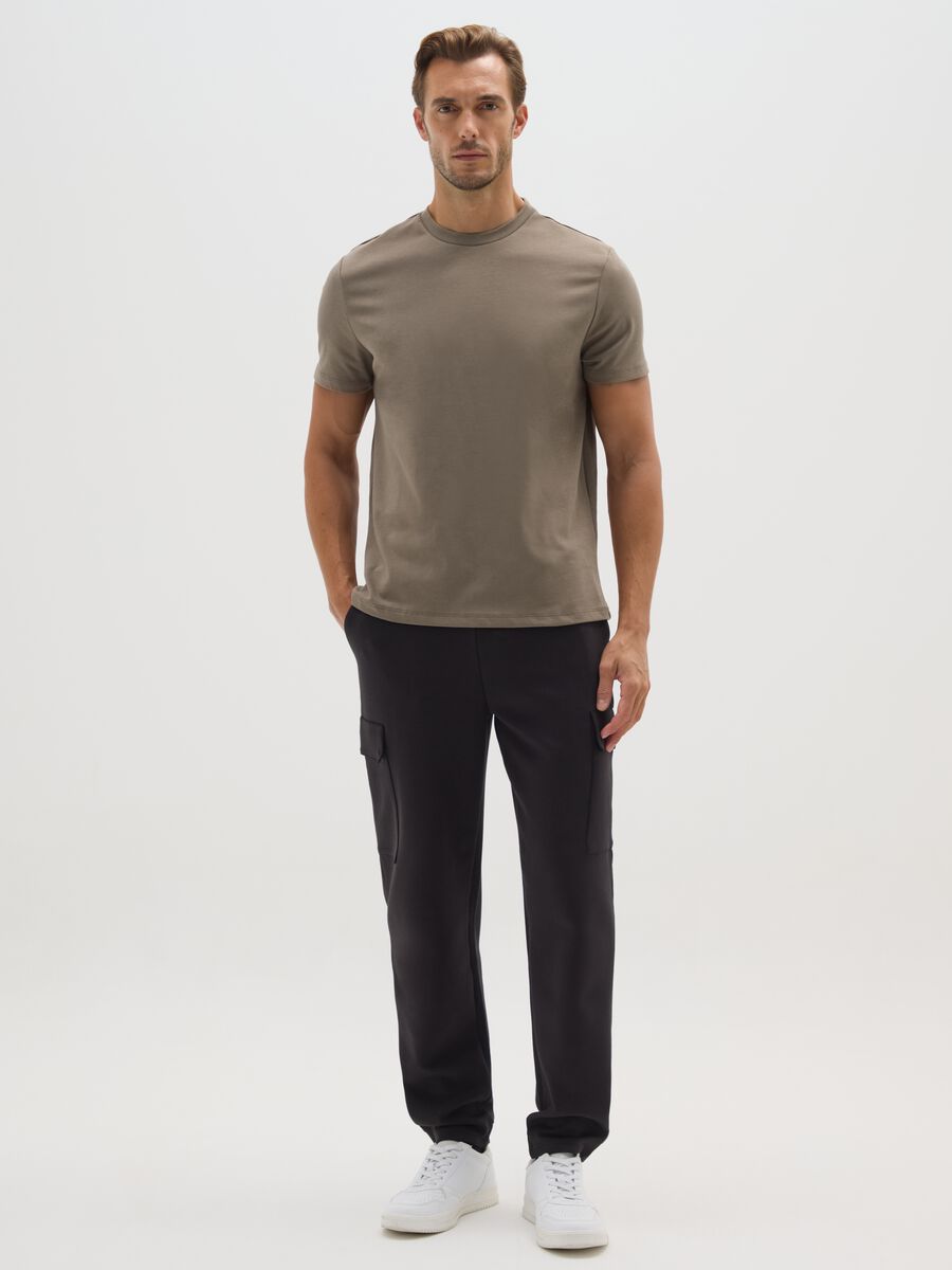 Regular fit green cotton blend T-shirt_1