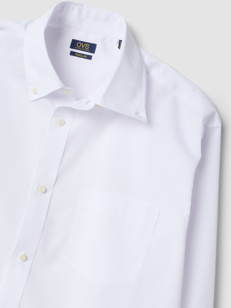 White regular-fit shirt with button-down collar, Easy Iron_1