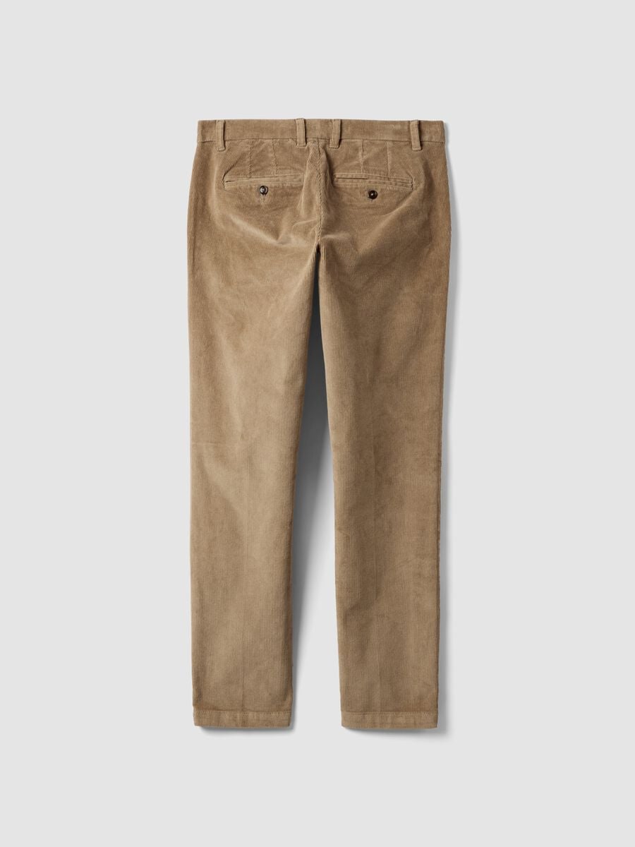 Beige slim-fit stretch cotton chino trousers_2