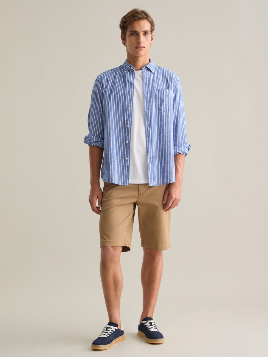 Stretch cotton chino Bermuda shorts_0