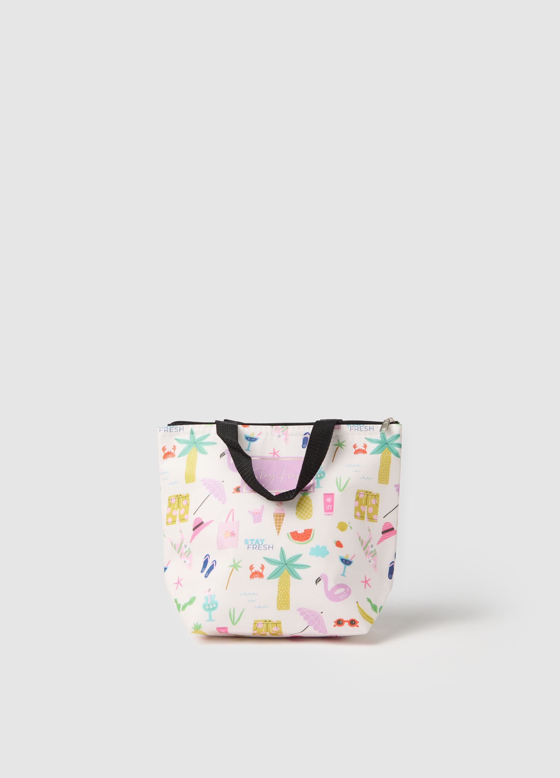 Women's multicolour paper handbag with tropical print