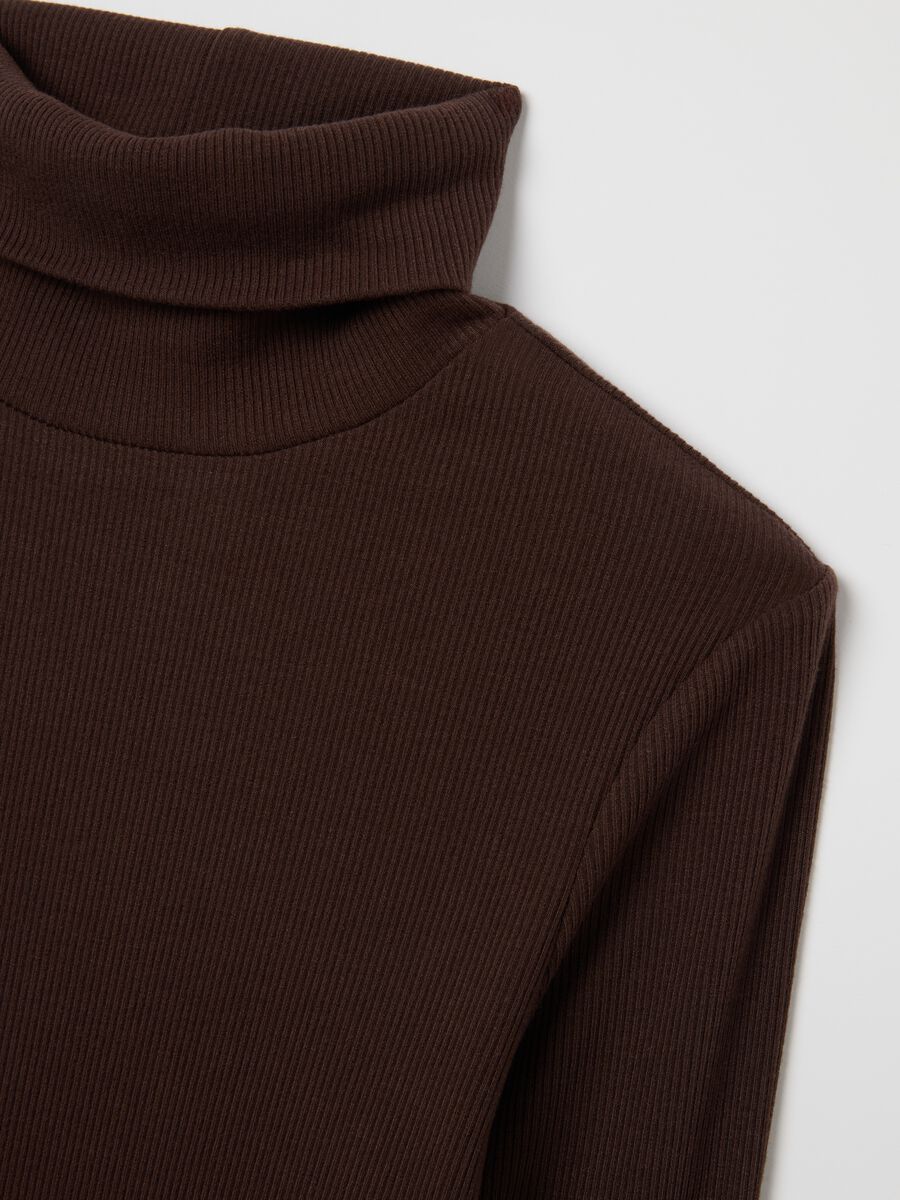 Maglia a collo alto marrone regular fit_5