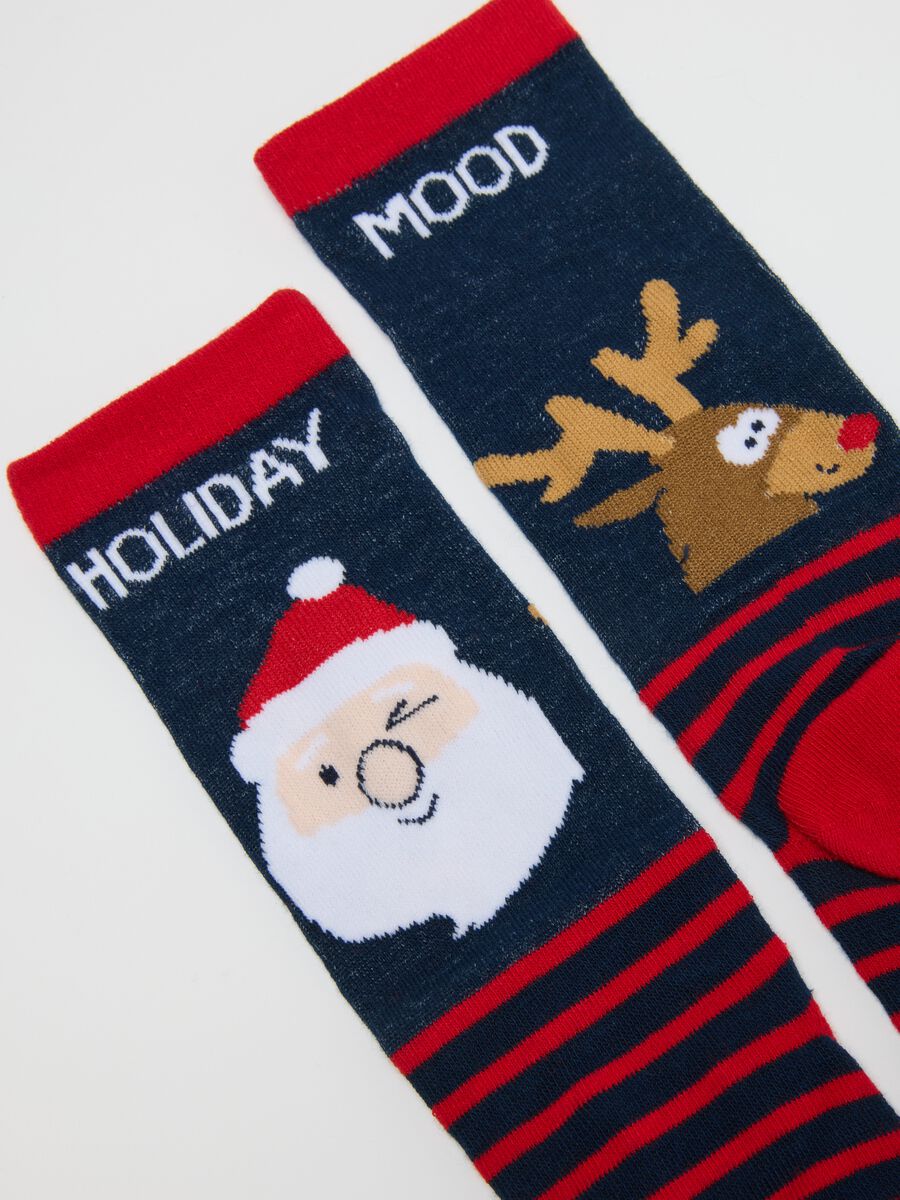 Kids' multicolour Christmas long socks twin-pack in cotton blend_2
