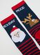 Kids' multicolour Christmas long socks twin-pack in cotton blend_2