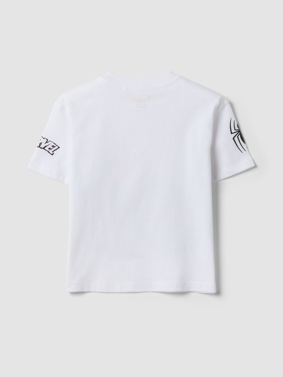 T-shirt in puro cotone bianco da bambino oversize fit con Spiderman_1