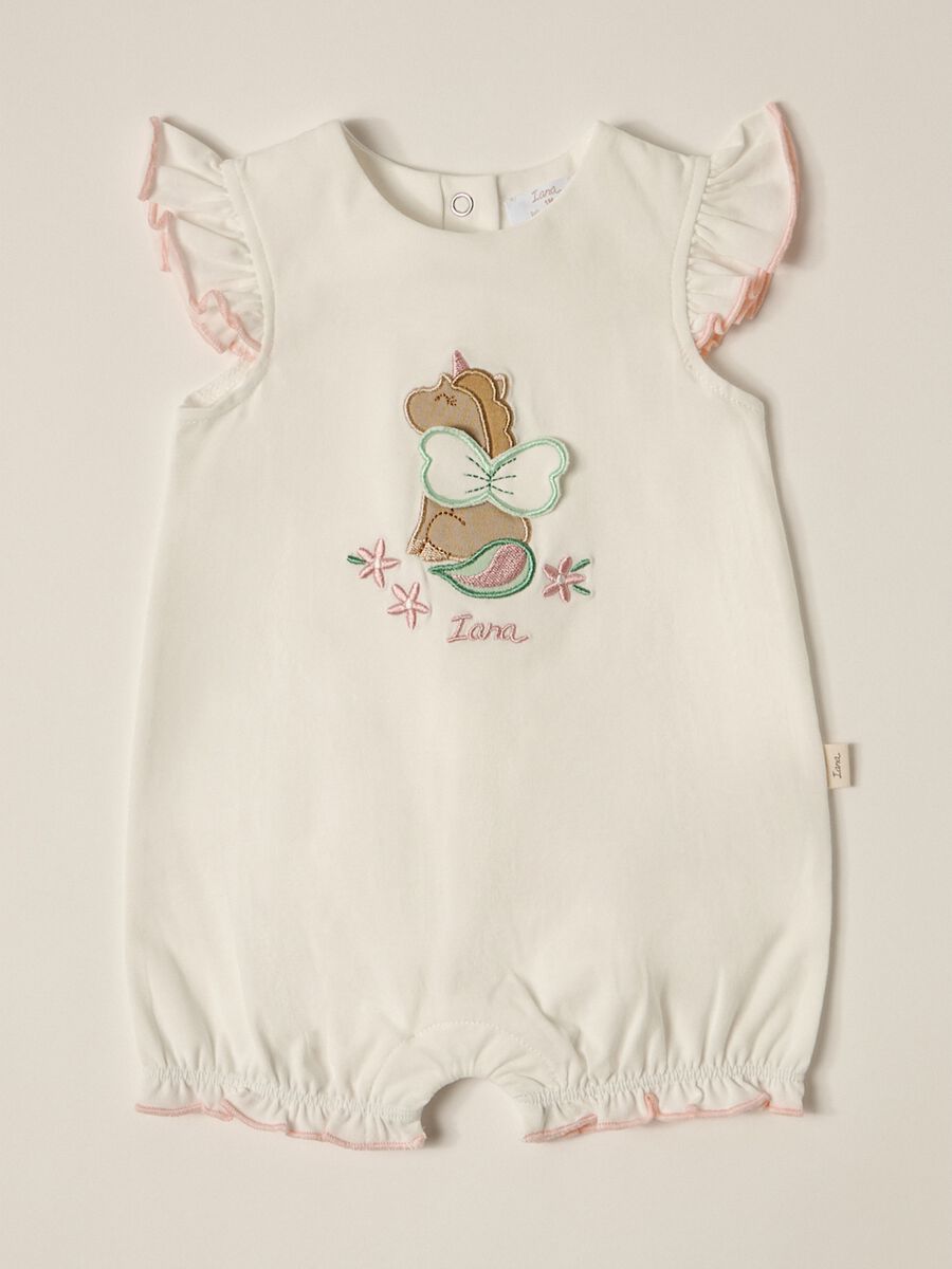 IANA newborn girl romper suit in stretch cotton_0