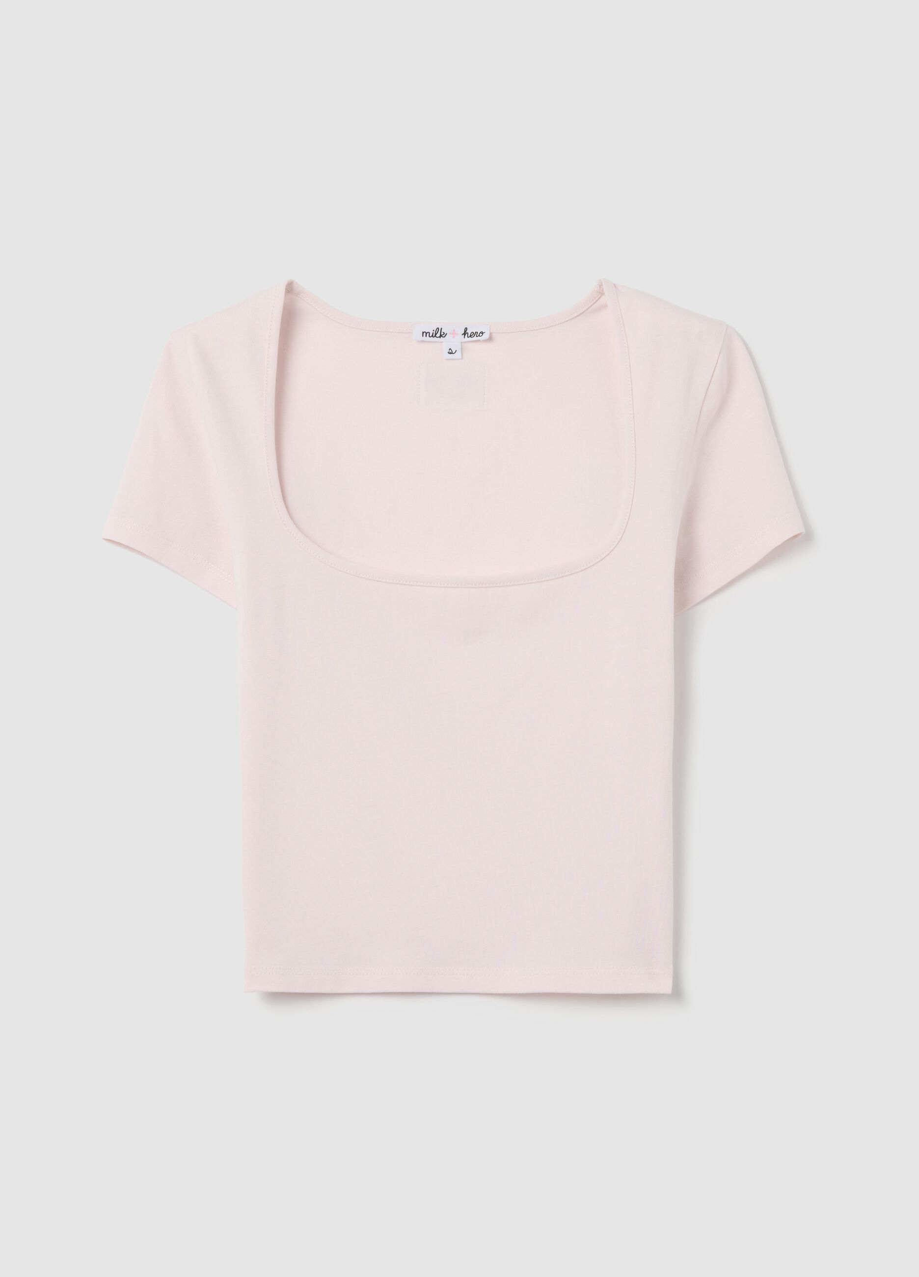 Pink T-shirt with square neckline