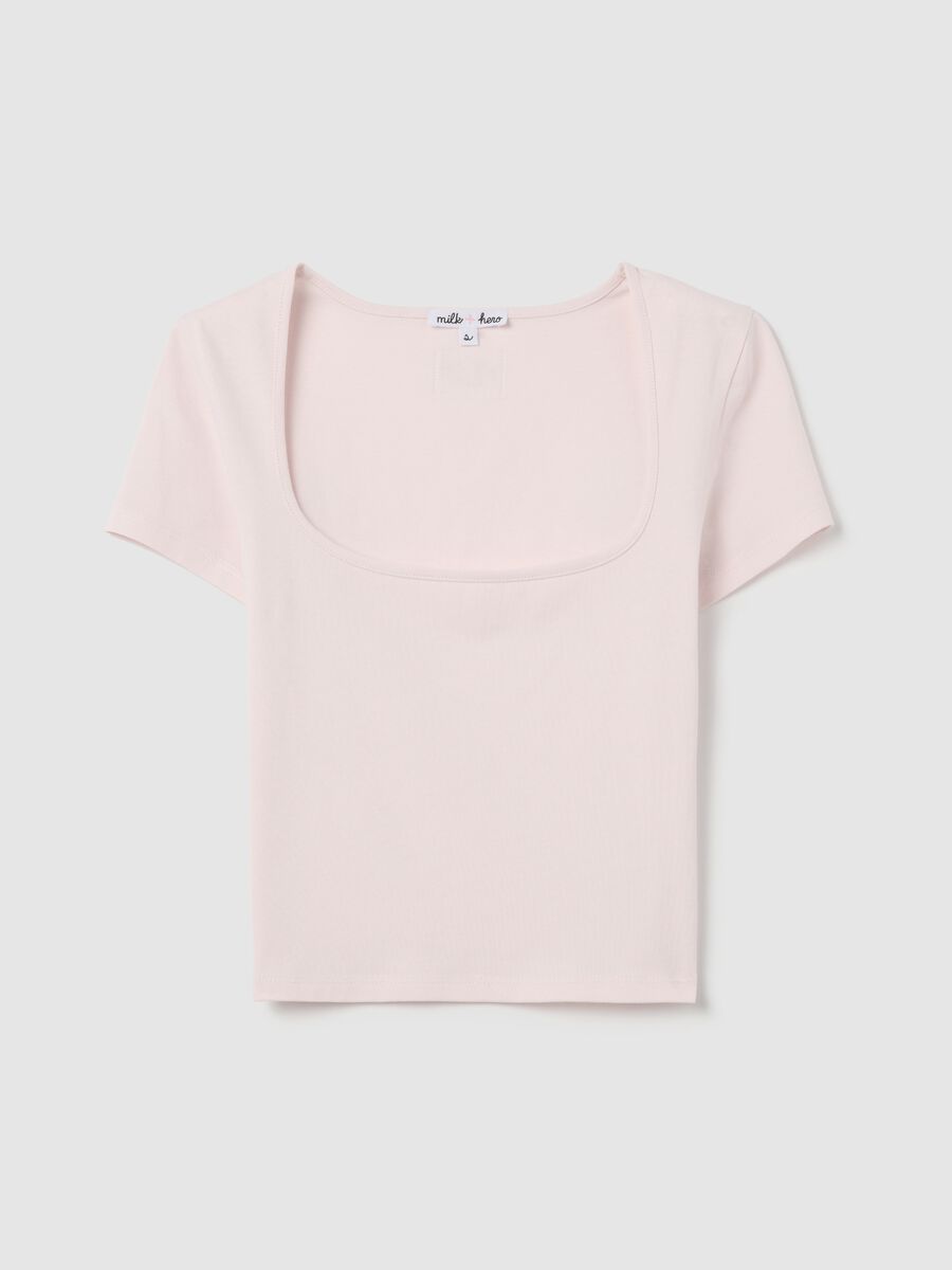Pink T-shirt with square neckline_4