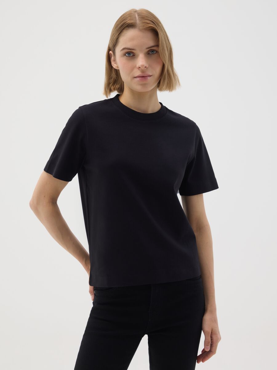 T-shirt in puro cotone nero regular fit_0