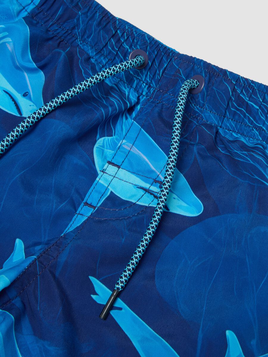 Blue shark-print swim shorts_2