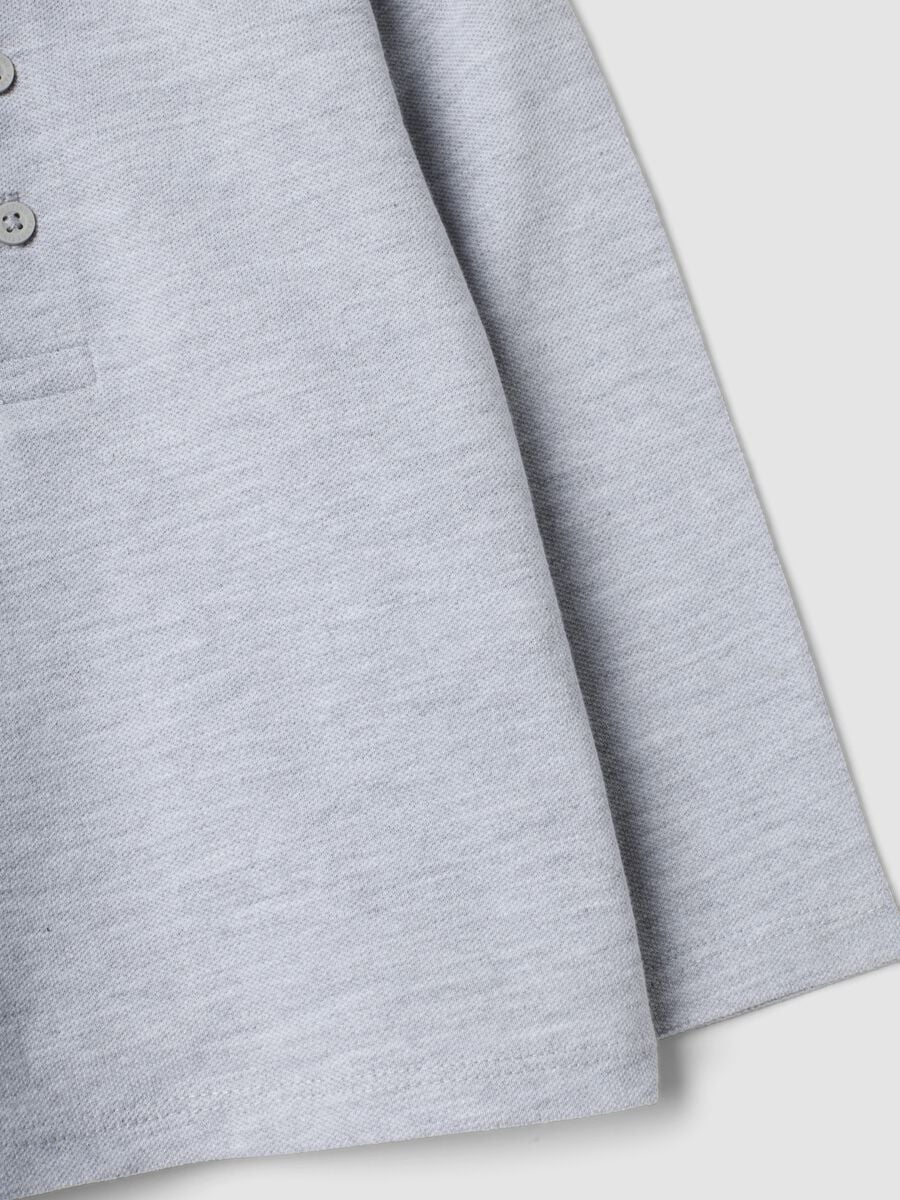 Grey organic cotton long-sleeve polo shirt_3