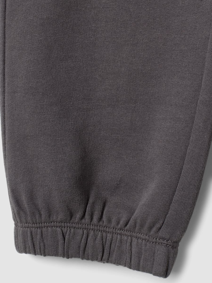 Pantaloni jogger grigi in puro cotone con stampa sportiva_3