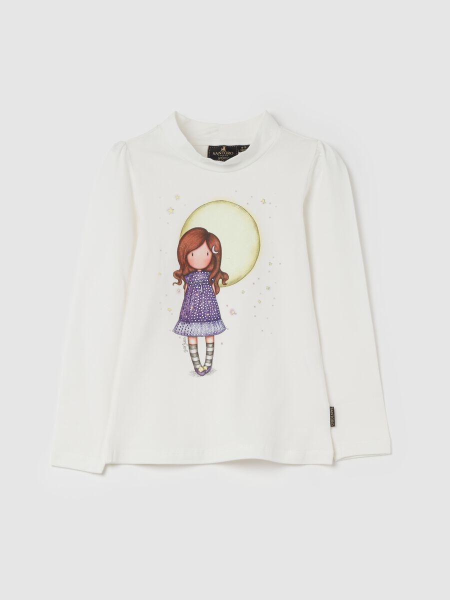 T-shirt with mock neck and Gorjuss print_0