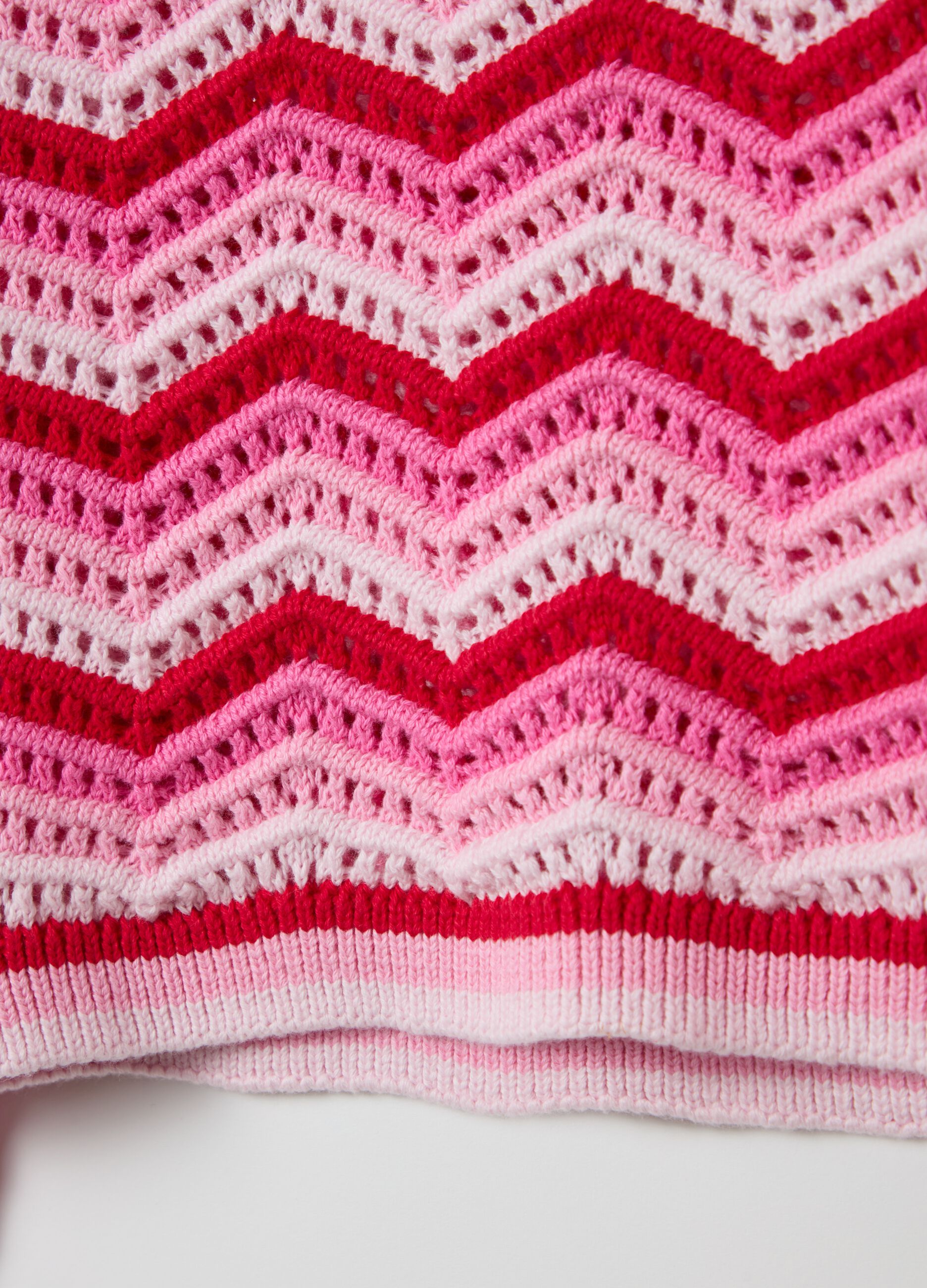 Striped pullover with openwork design