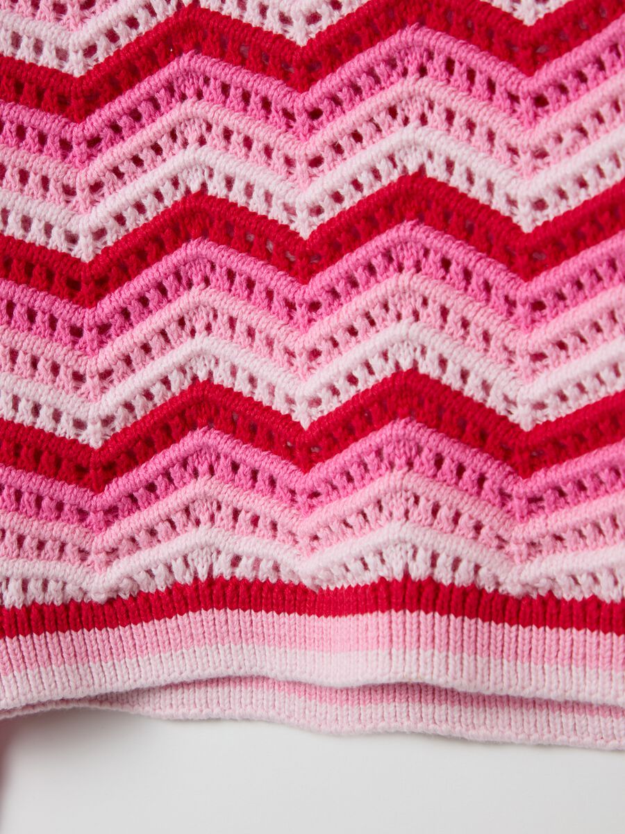 Striped pullover with openwork design_3