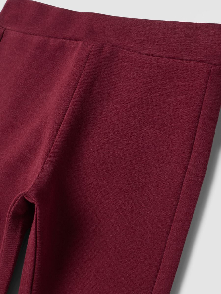 Red flared leggings in stretchy organic cotton_2