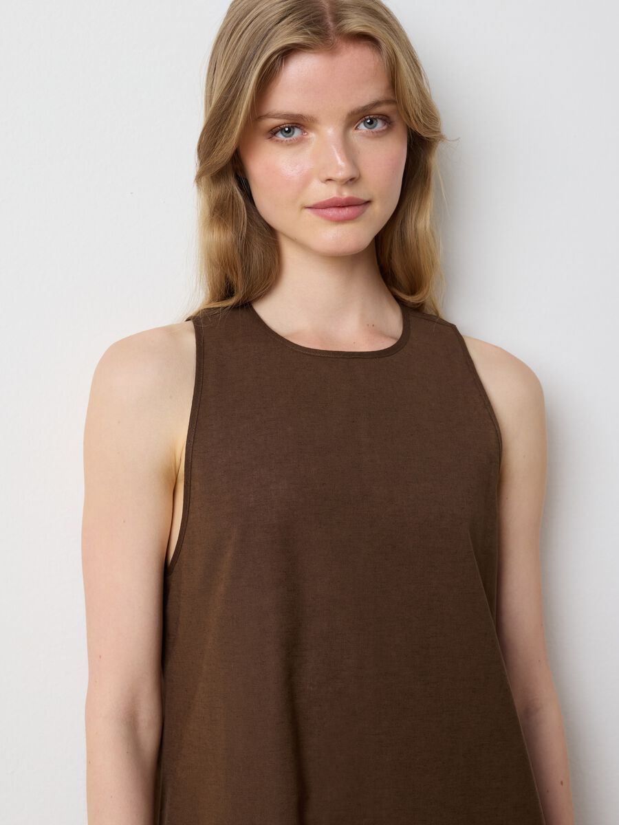 Women's long brown cotton oversized dress_1