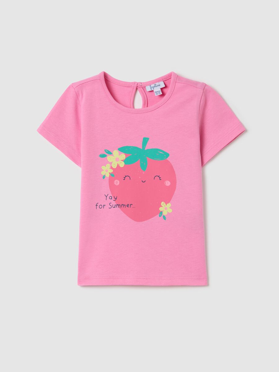 Cotton T-shirt with strawberry print_0