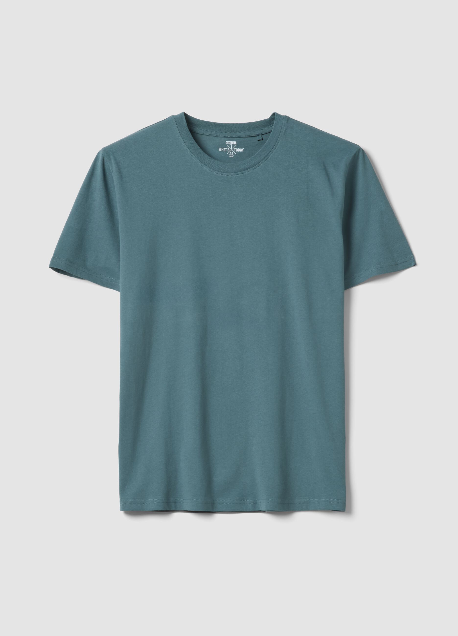 Green short-sleeved pure cotton T-shirt