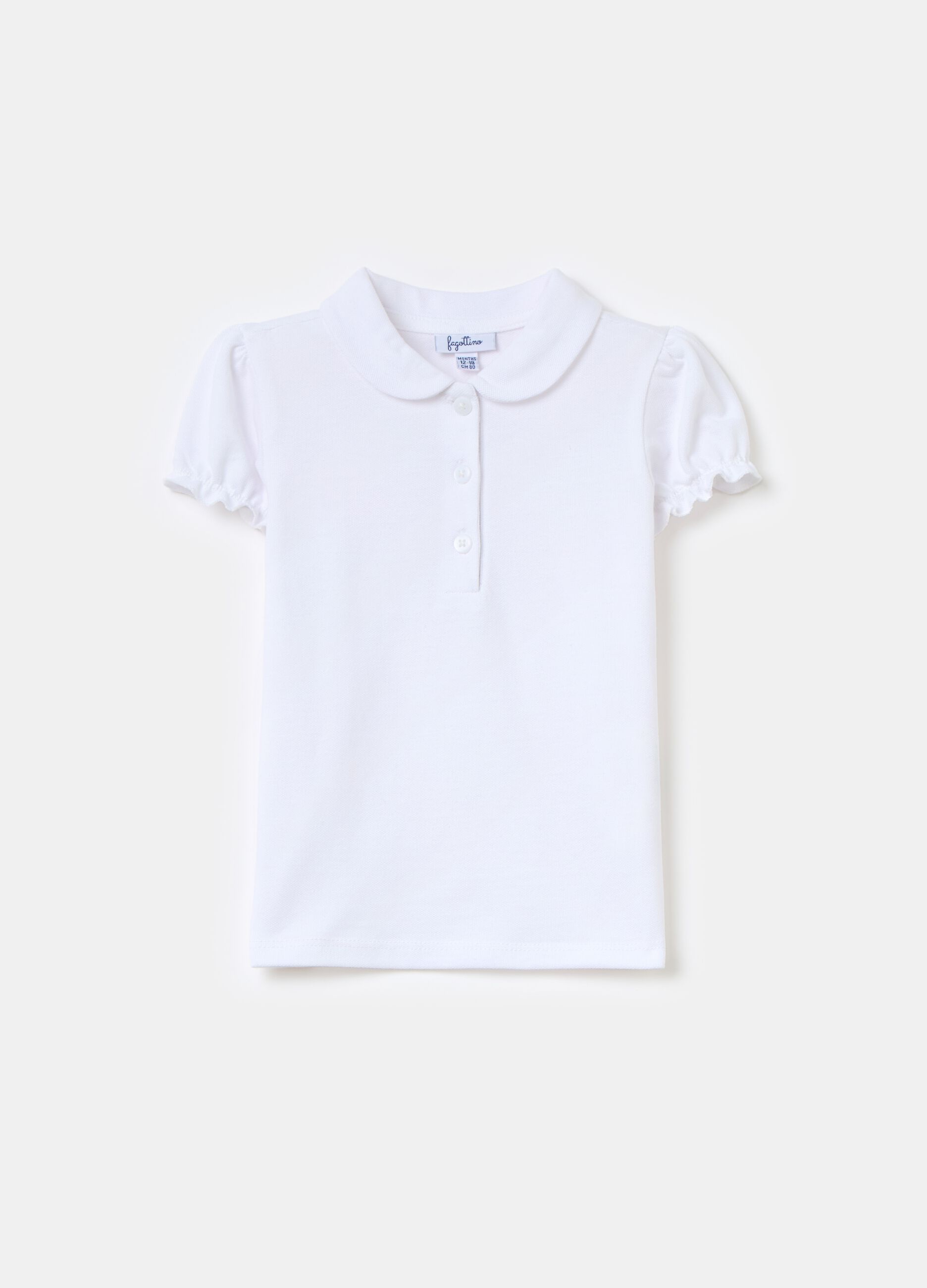 Cotton polo shirt with frills