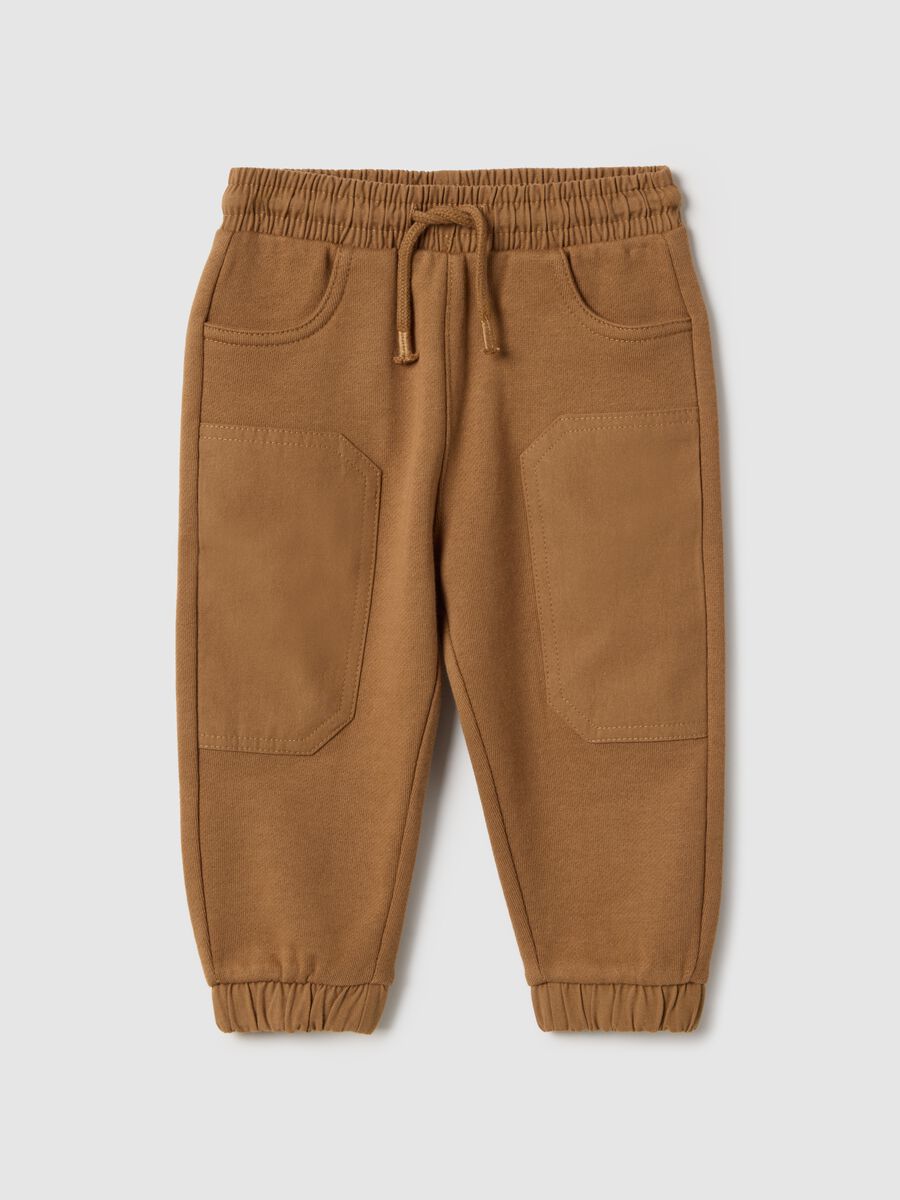Brown pure cotton regular fit baby trousers_0