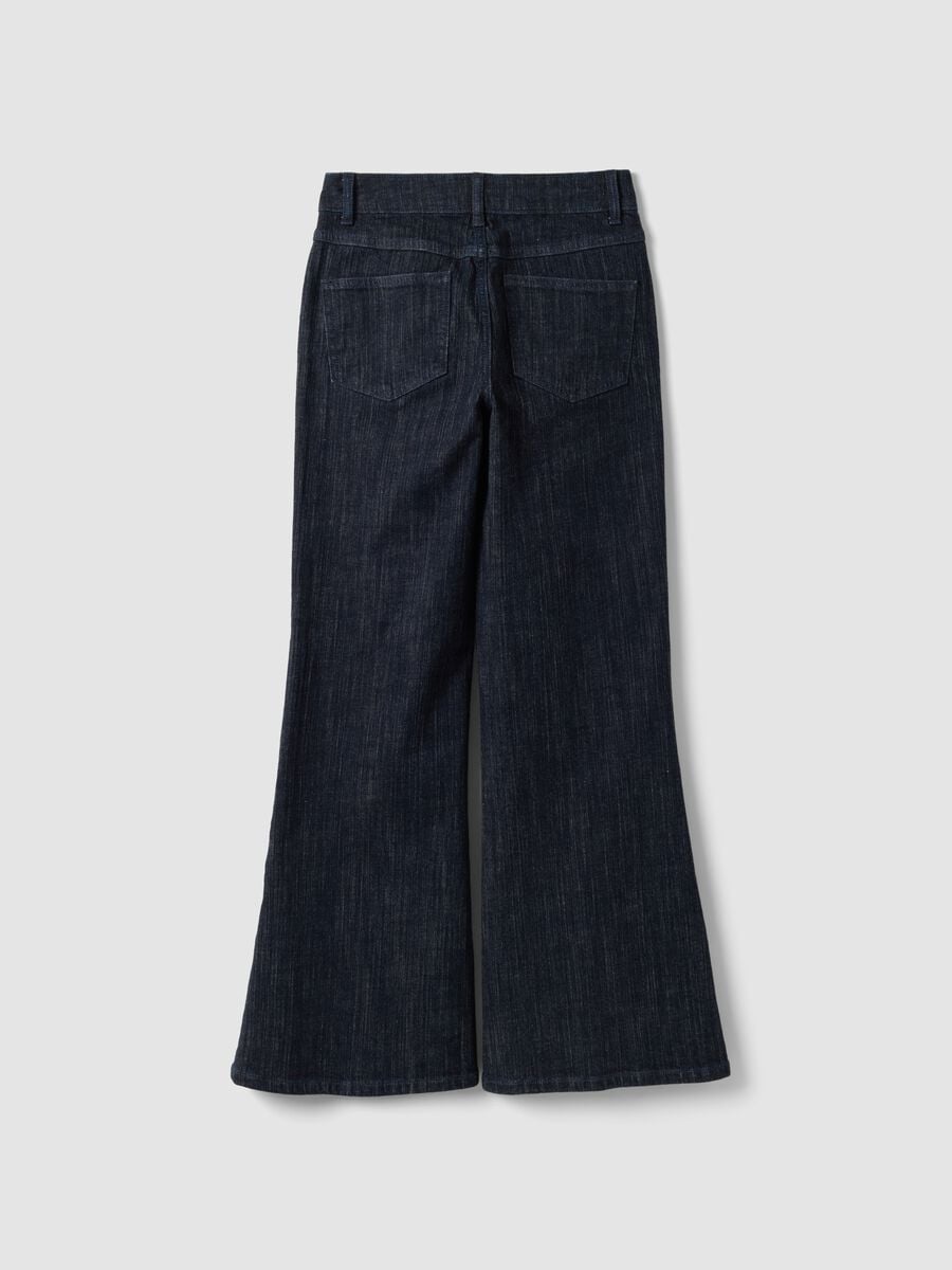 Blue bootcut stretch-cotton denim jeans_7