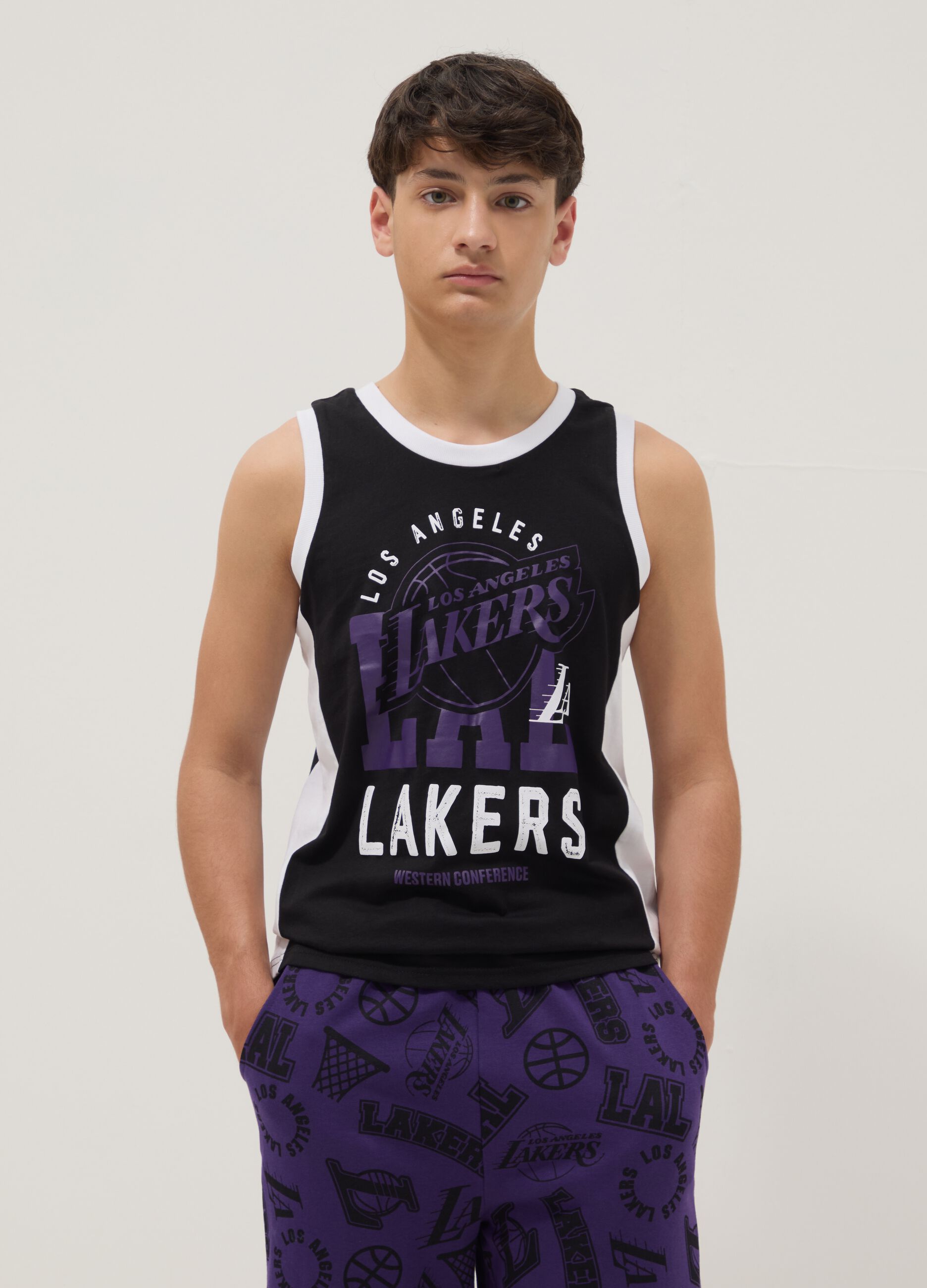 Canotta multicolor in puro cotone da ragazzo relaxed fit Lakers
