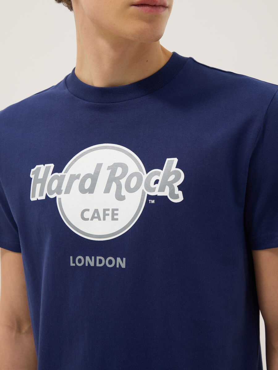Blue Pure Cotton Regular Fit T-shirt with Hard Rock Cafe Logo_3