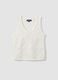 White pure cotton regular-fit tank top with openwork knit pattern_4