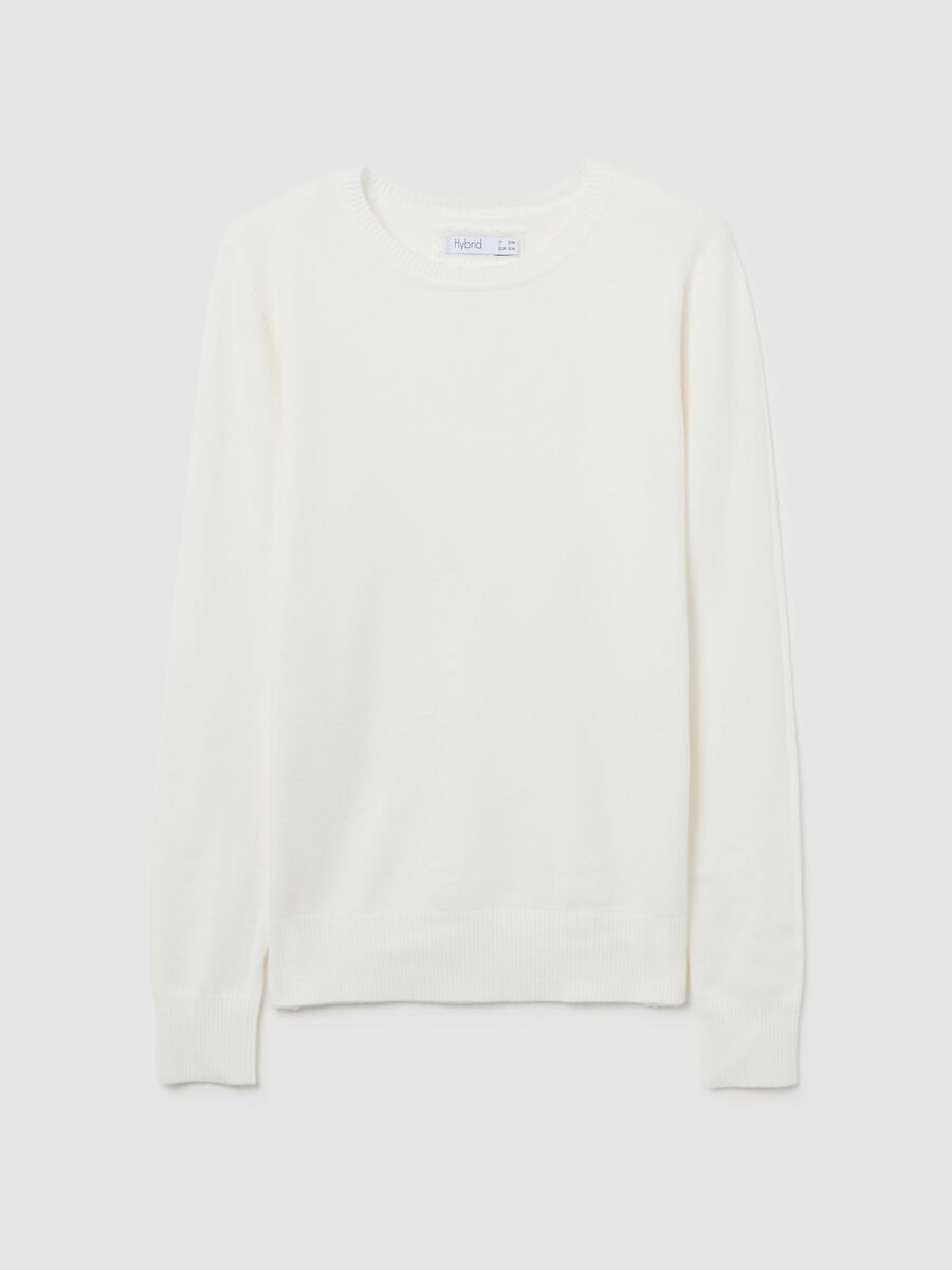 Maglia girocollo bianca con maniche lunghe_4
