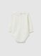 White baby bodysuit in pure cotton with ruffled collar_1