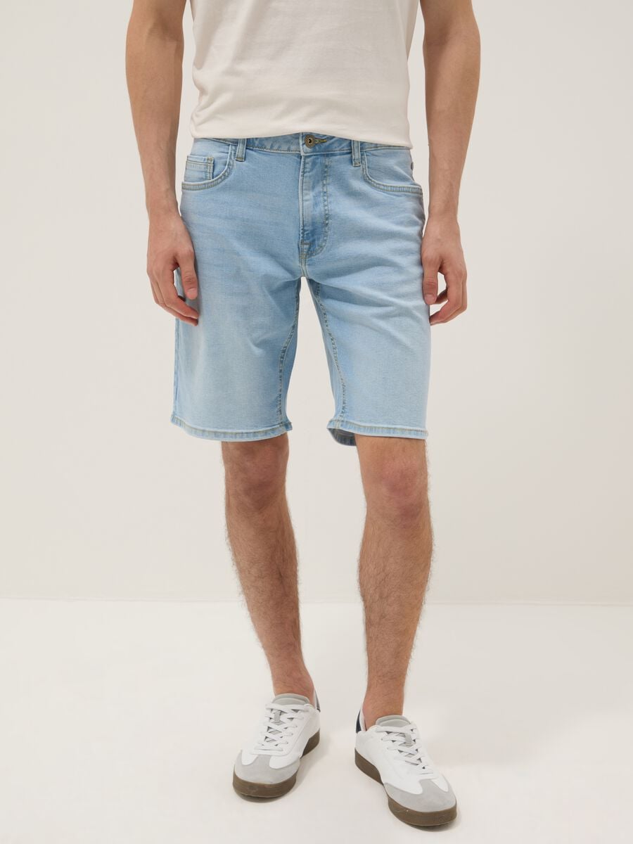 Light blue stretch cotton bermuda shorts_1
