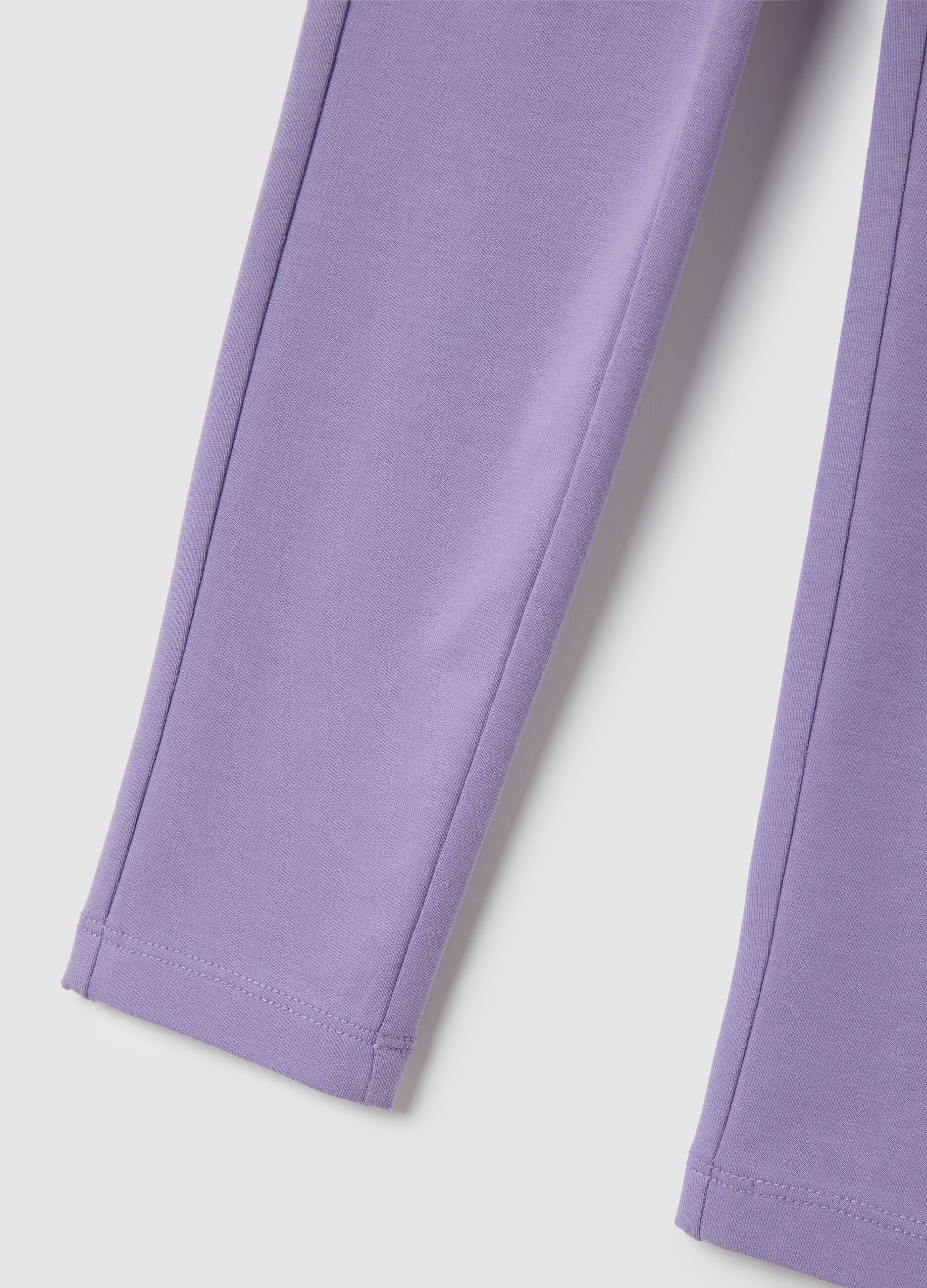 Girls' Purple Slim Fit Cotton Leggings