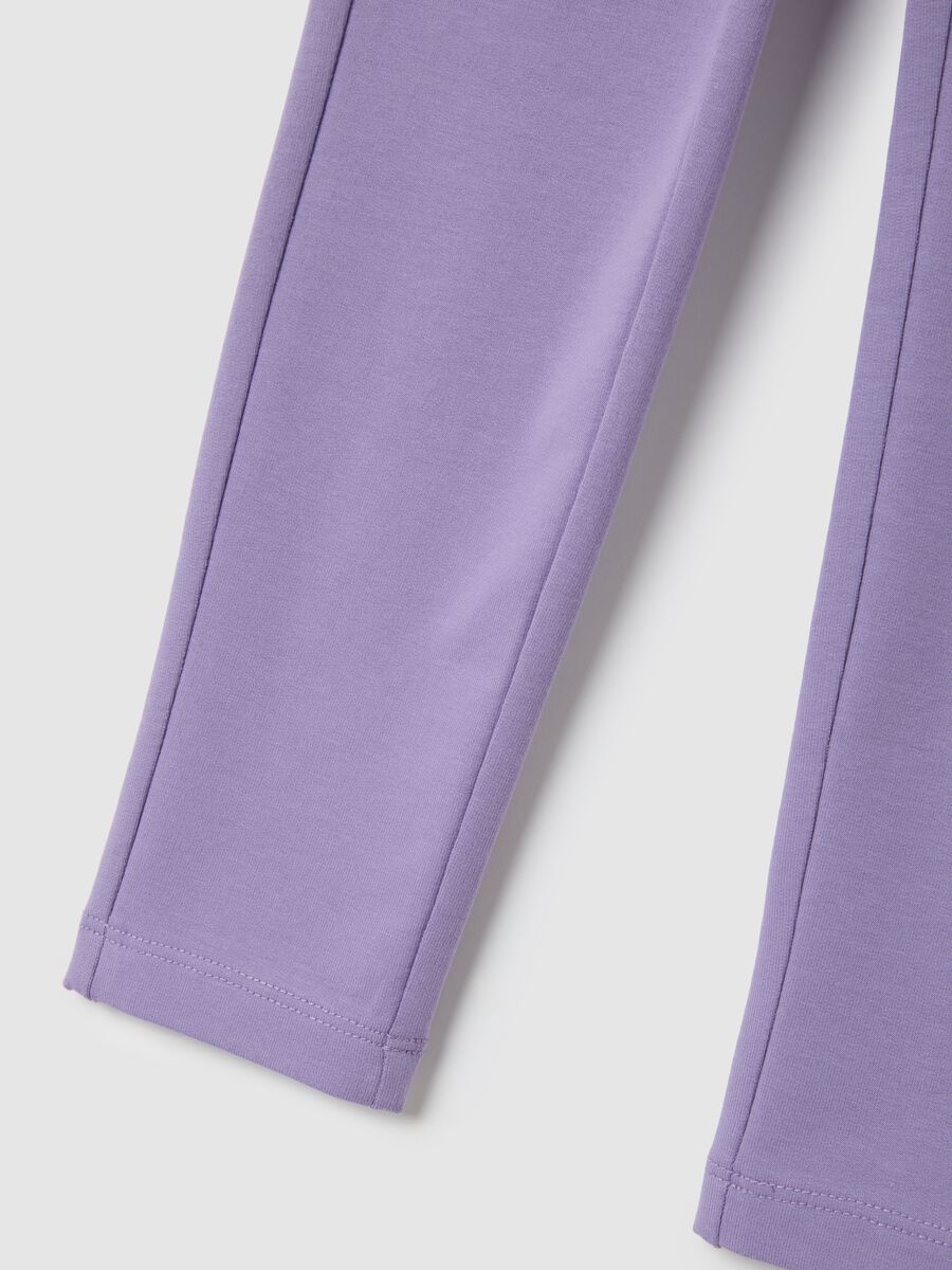 Girls' Purple Slim Fit Cotton Leggings_3