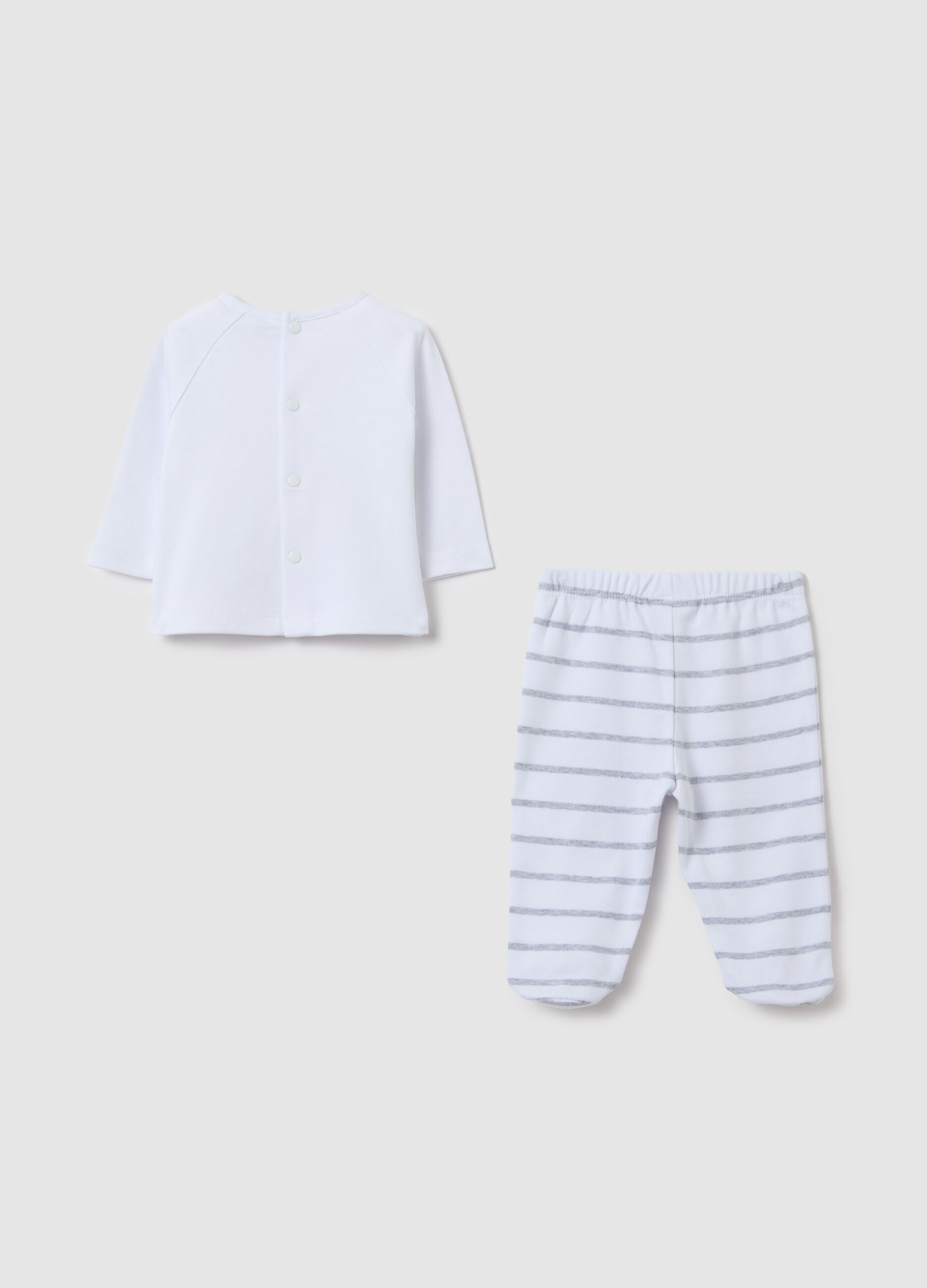 Top and baby leggings set in cotton with animals embroidery